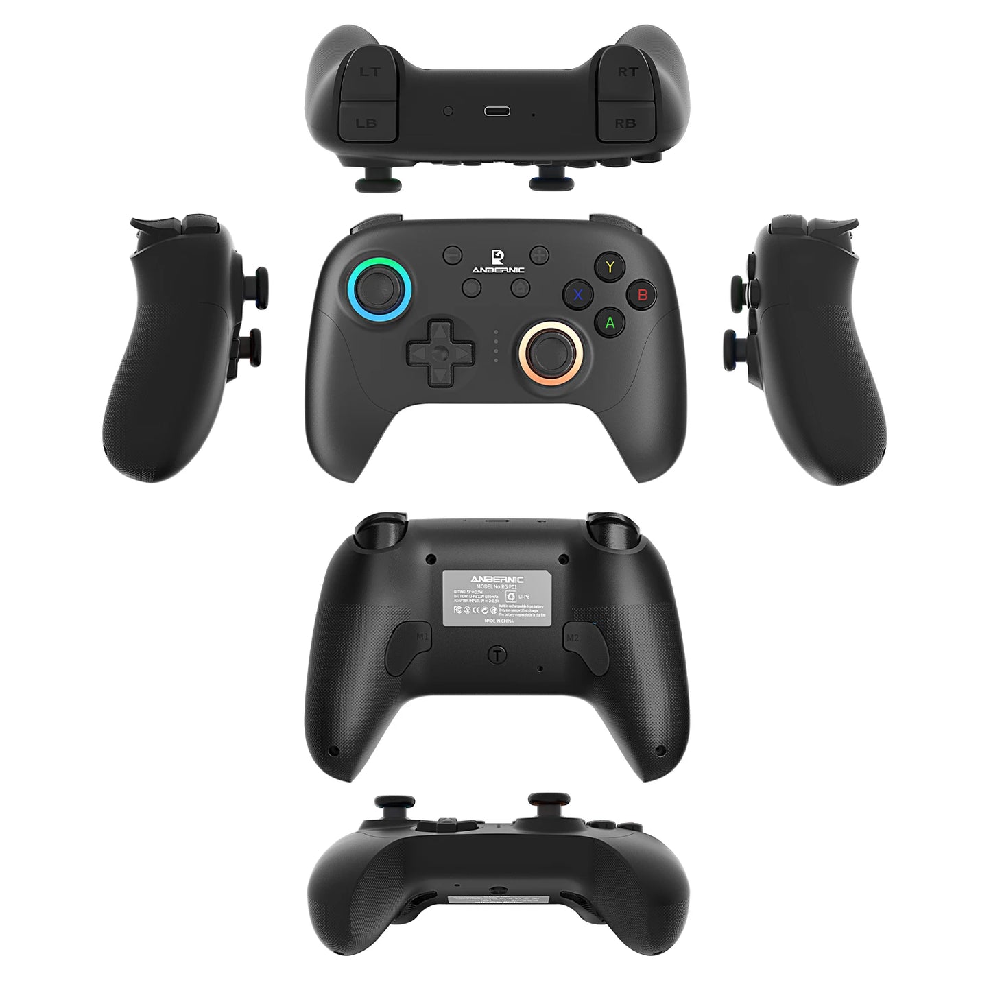 ANBERNIC RG P01 Gamepad Wireless Gaming Controller Hall Trigger Joystick Macro Key RGB Breathing Light For Switch PC Android IOS