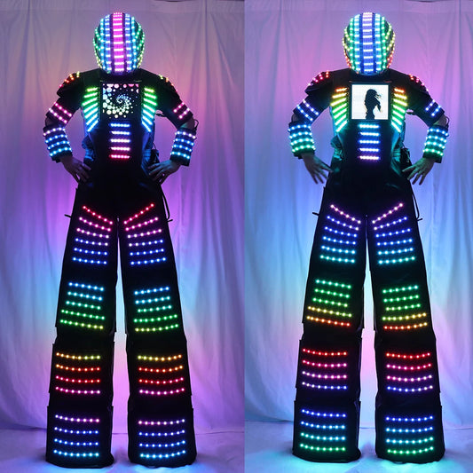 Full Color Remote Control LED Robot Costume Clothes Stilts Walker Suit Excited Digital Screen DIY Text Image LOGO