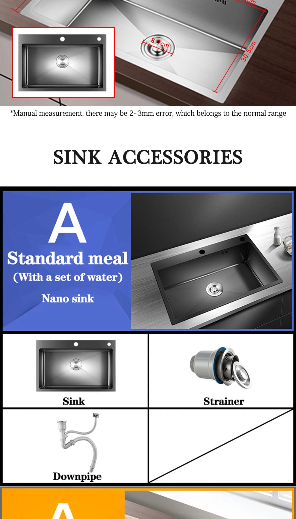 DQOK Stainless Steel Kitchen Sink Slot Dish Basin Kitchen sink Drain Basket And Drain Pip Rectangular