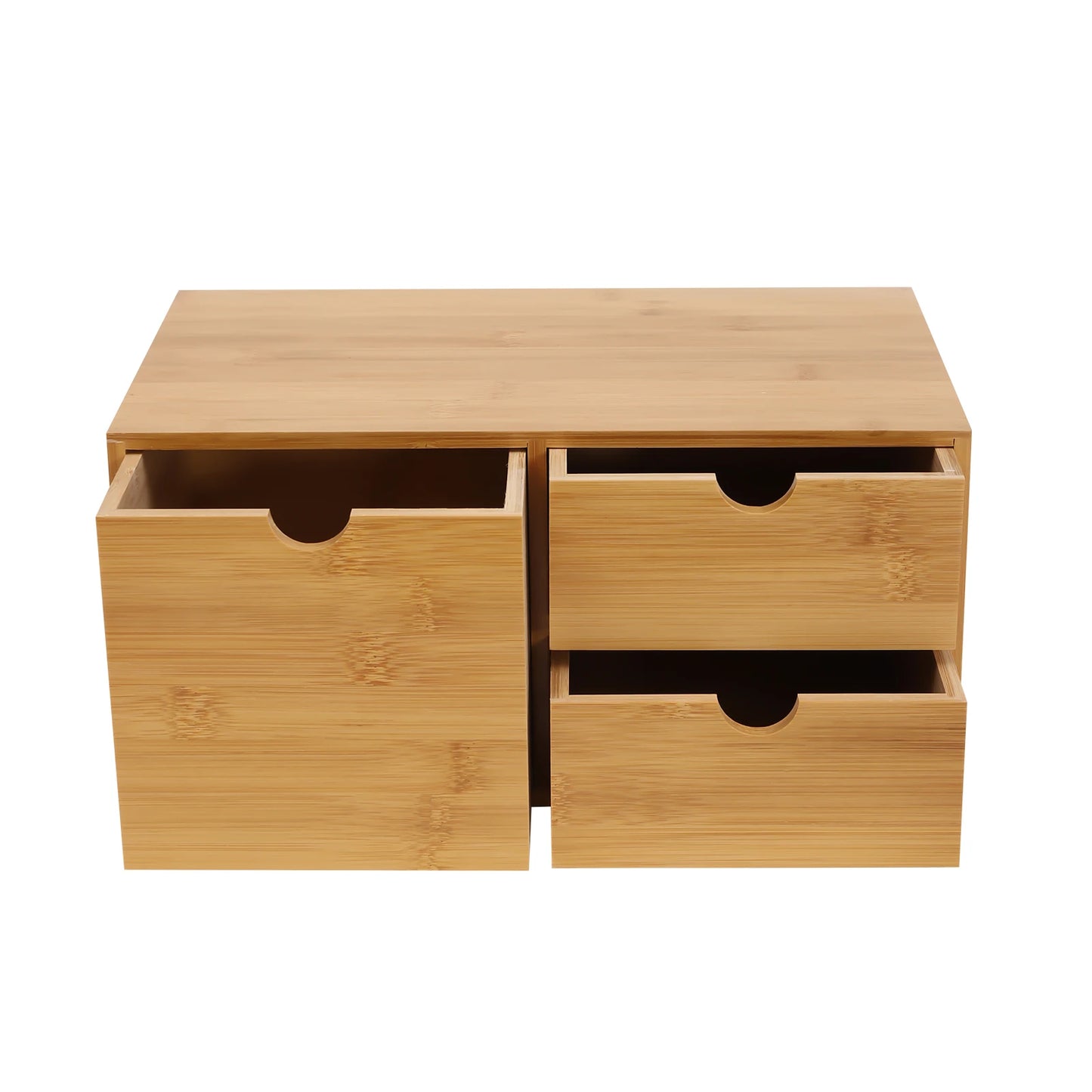 Bamboo Desk Drawer Organizer Tabletop Storage Cabinet Corner Desk Organizer W/3 Drawers for Home Office Supplies,33*19*16cm