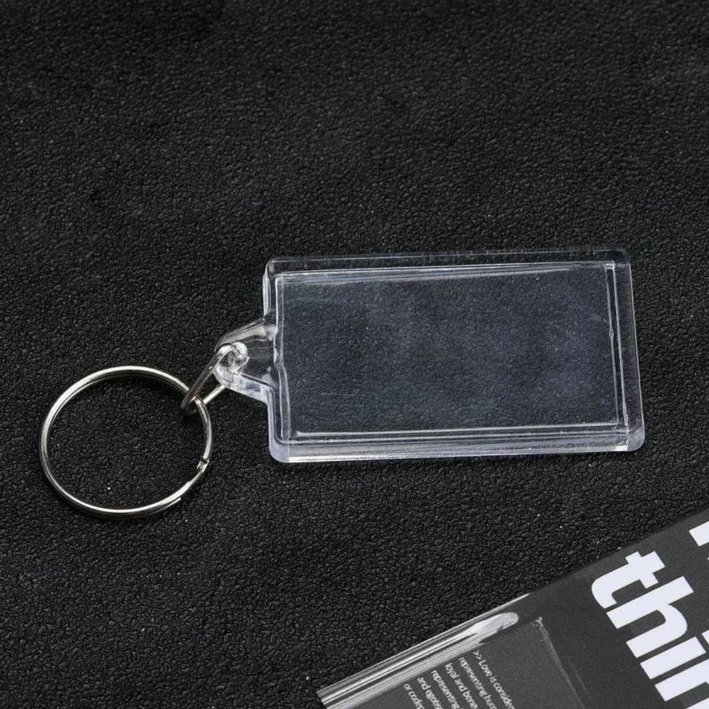 5/50pcs Transparent Rectangle Blank Clear Acrylic Insert Photo Picture Frame Keyring Keychain DIY Split Ring Key Chain 2035