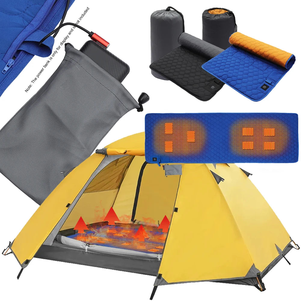 3-Level Adjustable USB Heating Sleeping Mat Electric Heating Pads Outdoor Camping Tent Sleeping Mattress Thermalpad Foot Warmer