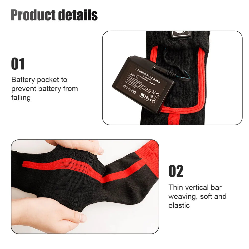 Savior Heated Socks Man Winter Rechargeable Outdoor Sport Thermal Heated Foot Warmer Ski Sports Heated Socks Warm Snowmobile Ski