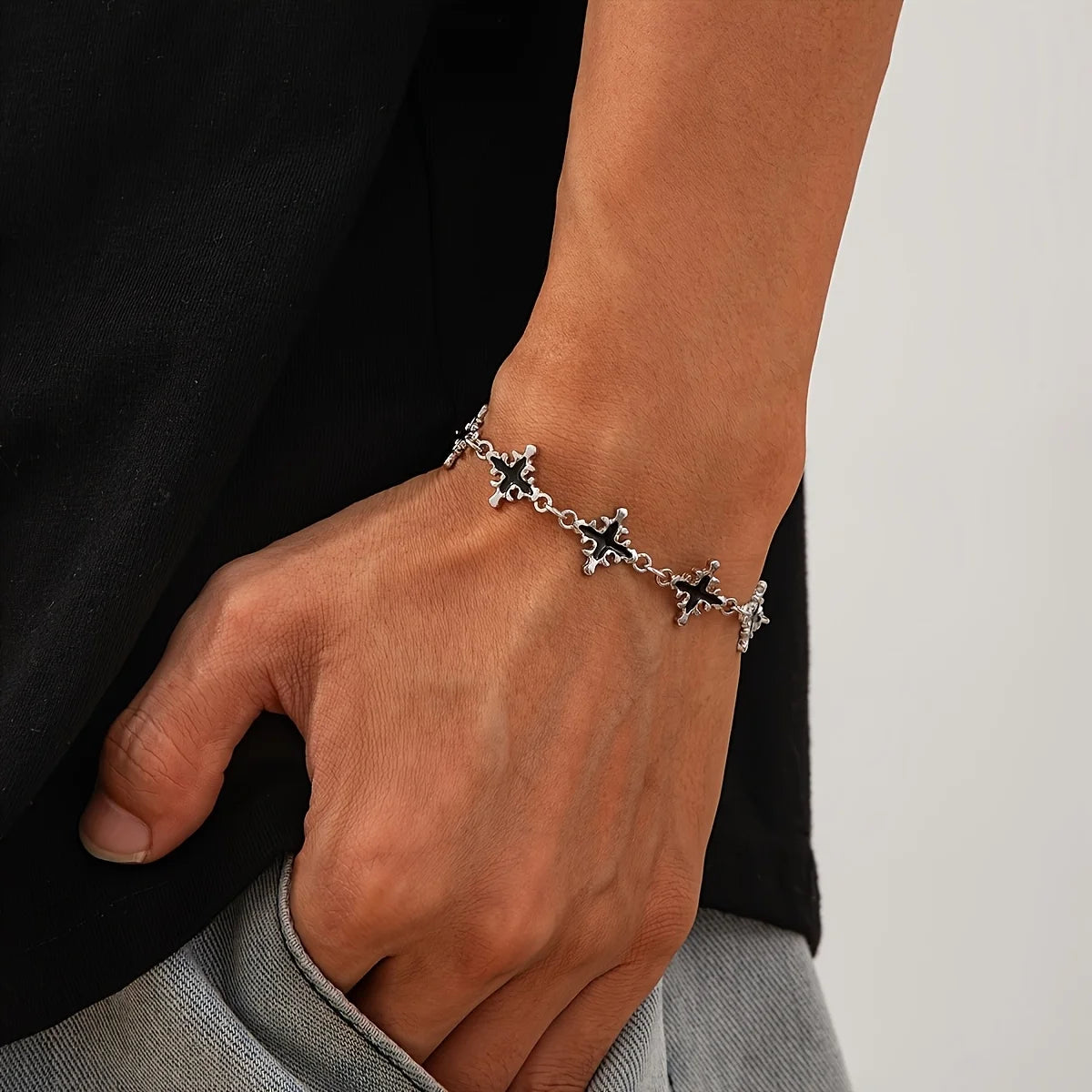 Gothic Punk Cross Chain Bracelets for Men and Women Retro Trend Halloween Party Personalized Bracelets Jewelry Accessories