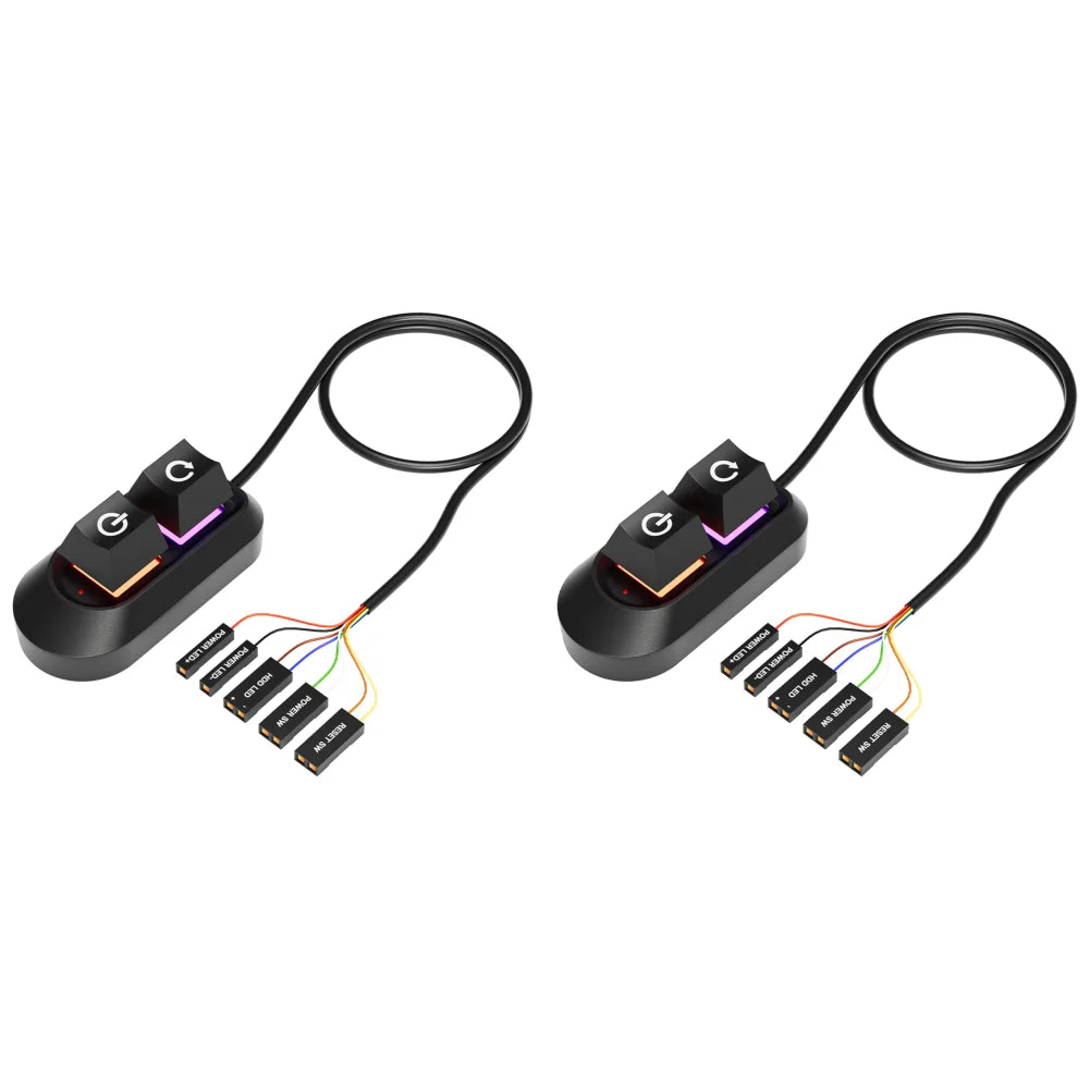 2M RGB LED Lights Computer Desktop Switch PC Motherboard External Start Power On/Off And Reset Button Extension Cable Key Switch