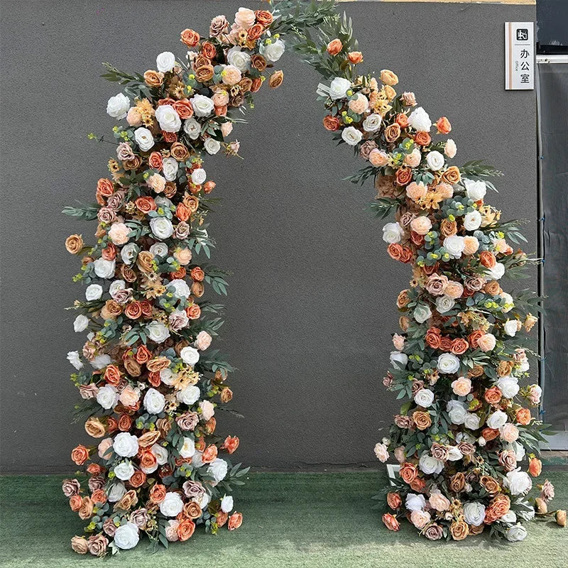 Trumpet Arch Artificial Flower Arrangement, Moon Shape, Wedding Background Props, Party Decoration, Luxury