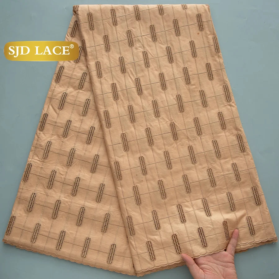SJD LACE Swiss Voile Lace Fabrics Dubai African Cotton 5 Yards 2026 Latest African Nigerian Cotton Lace for Dresses Sew 4662