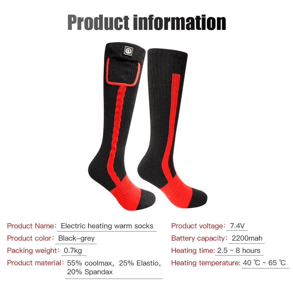 Savior Heated Socks Man Winter Rechargeable Outdoor Sport Thermal Heated Foot Warmer Ski Sports Heated Socks Warm Snowmobile Ski