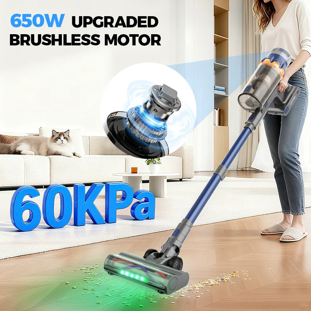 Cotiar 650W 60kPa Vertical Vacuum Cleaner Handheld Home Appliance Cordless Vacuum Cleaner 70 Mins Runtime Multi-functional  S25