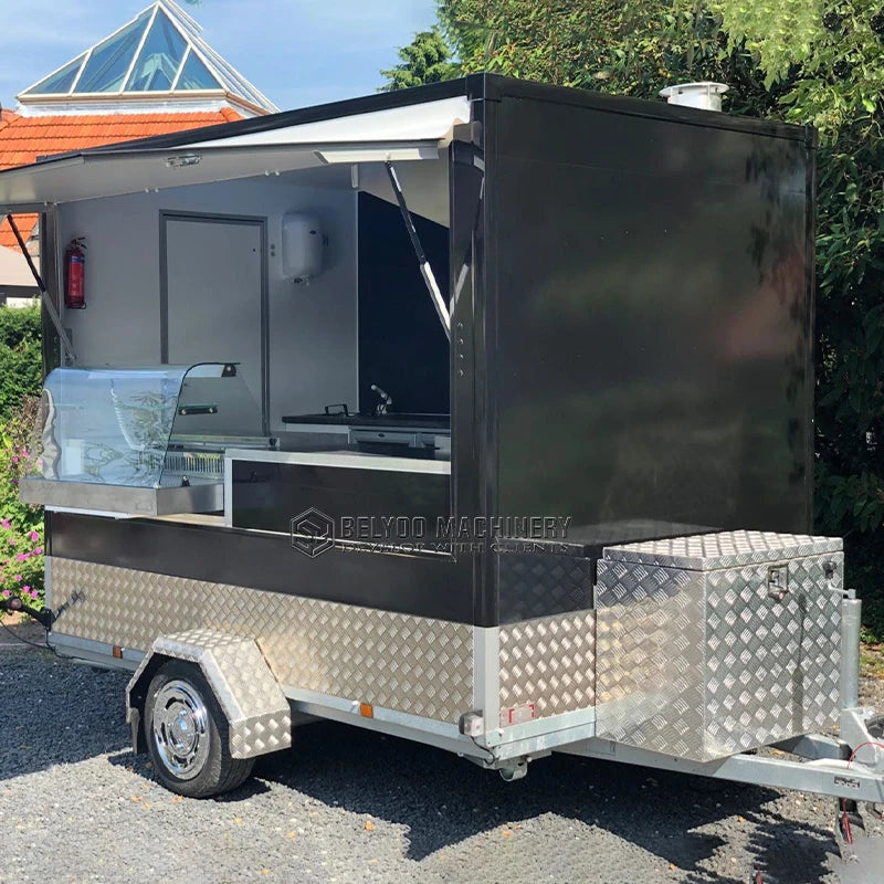 Belyoo 2026 9.8ft Street Food Truck Mobile Hot Dog Stand Food Truck With Full Kitchen Juice Vending Trailer Ice Cream Cart