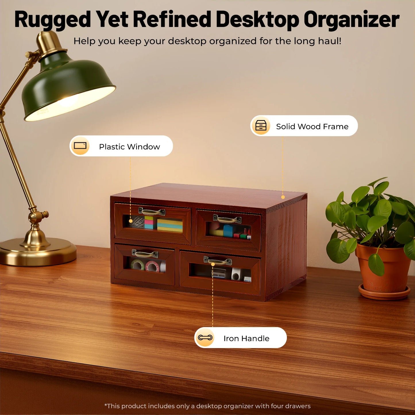 Retro Desk Organizer With Drawers, Wooden Desktop Storage Cabinet, Storage Box For Craftsmen To Organize Sewing Pins, Buttons