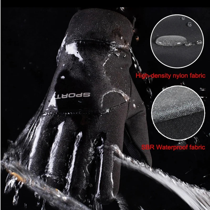 Men Women Winter Warm Gloves Plush Lined Windproof Coldproof Water-resistant Non-slip Touchscreen Gloves for Outdoor Sports