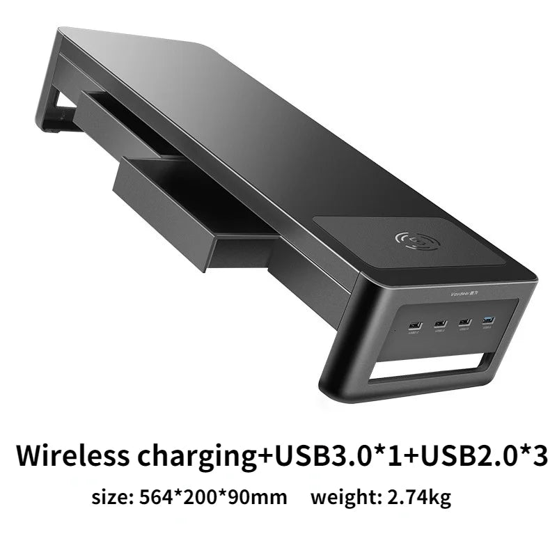 VAYDEER Monitor Stand Riser with USB3.0 Hub Support Data Transfer and Charging Steel Desk Organizer for Laptop Computer