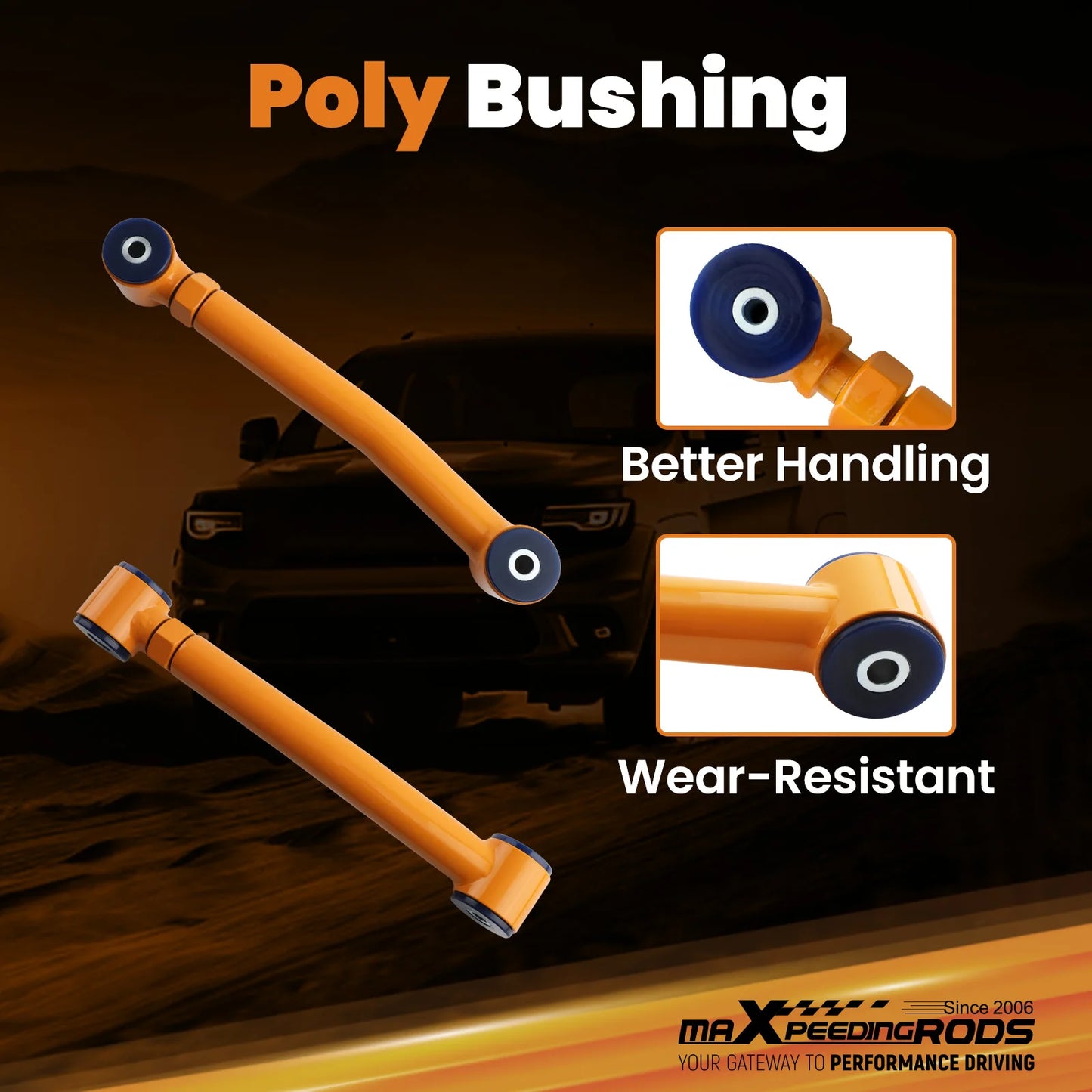 Maxpeedingrods Front Lower +Rear Upper Control Arms for Grand Cherokee 1993-1998 for Wrangler 1997-2006