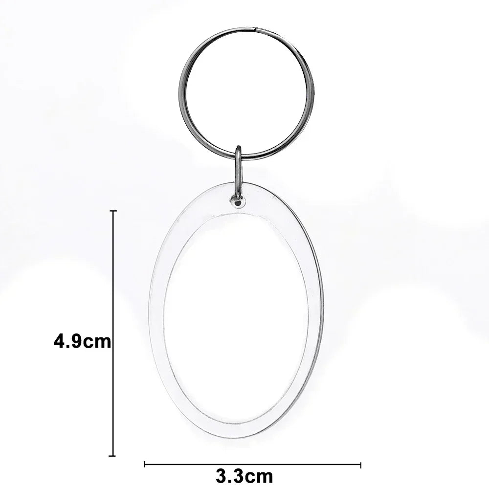 5/50pcs Transparent Rectangle Blank Clear Acrylic Insert Photo Picture Frame Keyring Keychain DIY Split Ring Key Chain 2035