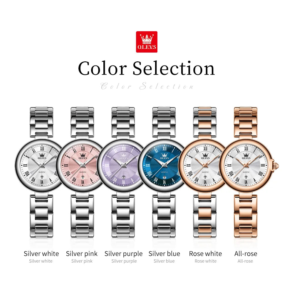 OLEVS 5608 Women Watch Luxury Brand Quartz Watch Roman Scale Waterproof Luminous Calendar Watch Elegant Women Watch Reloj Hombre