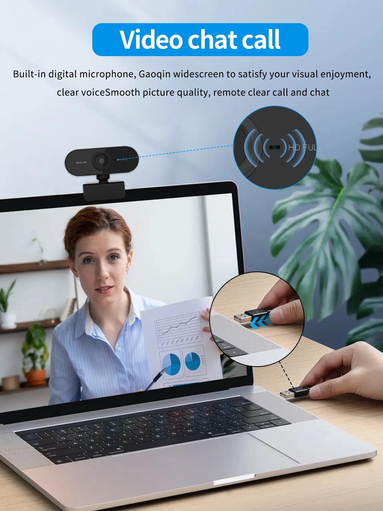 Computer camera 1080P network high-definition USB live streaming camera Driver-free online classes and meetings live streaming W