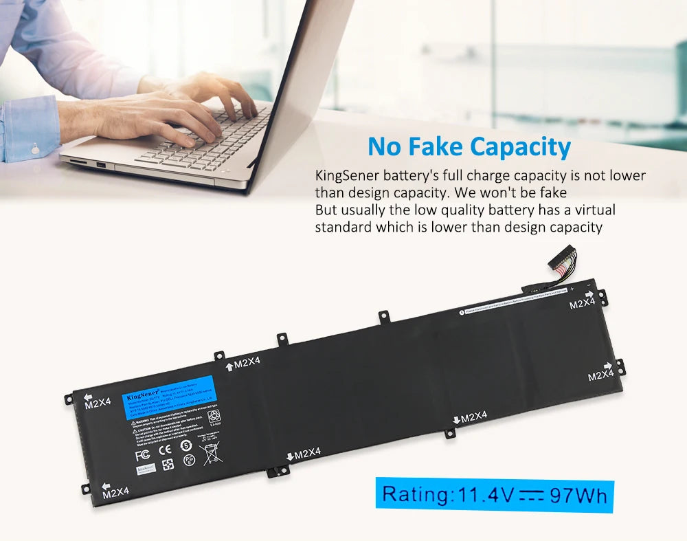 KingSener New 6GTPY 11.4V 97WH Laptop Battery For DELL XPS 15 9570 9560 7590 For DELL Precision 5520 5530 Series Notebook H5H20