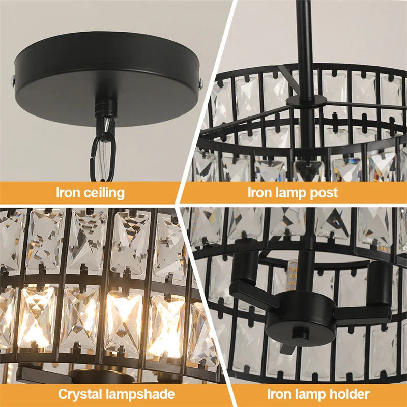 K9 Crystal Dining Table Pendant Lamp Bedroom Hanging Lamp Retro Luxury Style Suitable For Kitchen Plafon Ceiling Chandelier