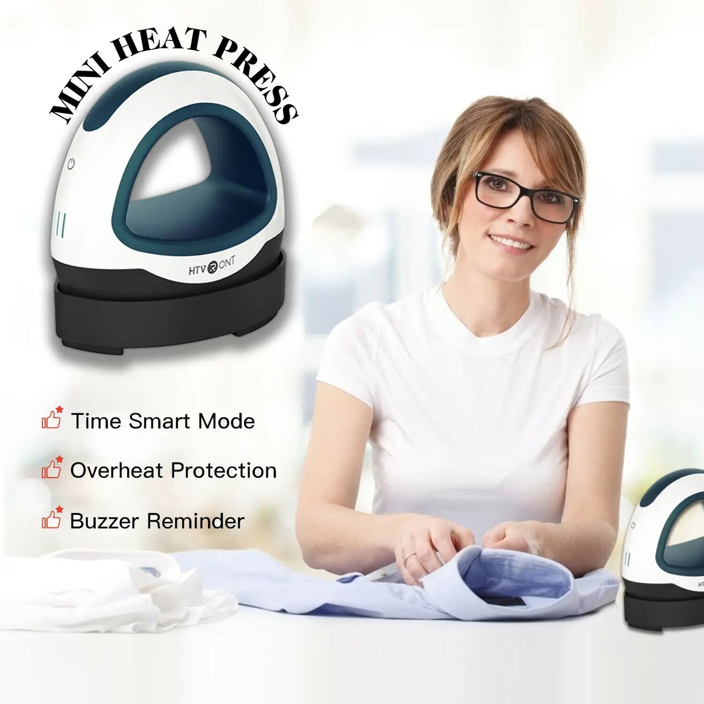 HTVRONT Portable MINI Heat Press Machine DIY Auto Easy Heating Transfer Iron On HTV for Clothes Bags Shoes Hat T-shirts Printing