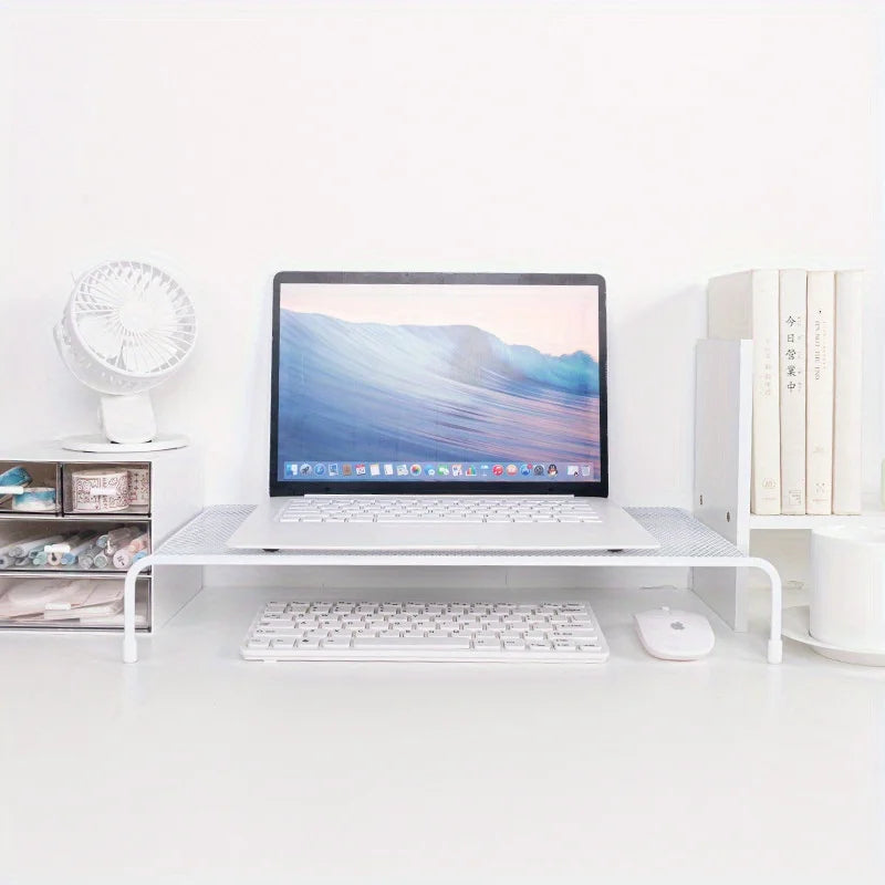 1pc Monitor Stand - Desk Organizer | Space-Saving Shelves for Laptop/Office Tools, Fits Home/Office,Design in White