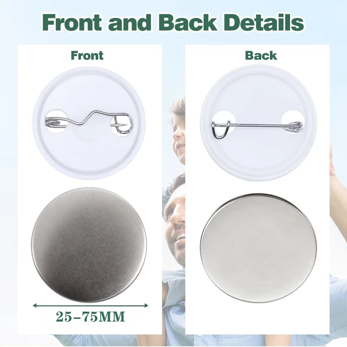 25-75MM Blank Badge Pin Button Maker Parts With 50-500Pcs Sets Badge Button Parts Material for Button Press Maker Machine Badges
