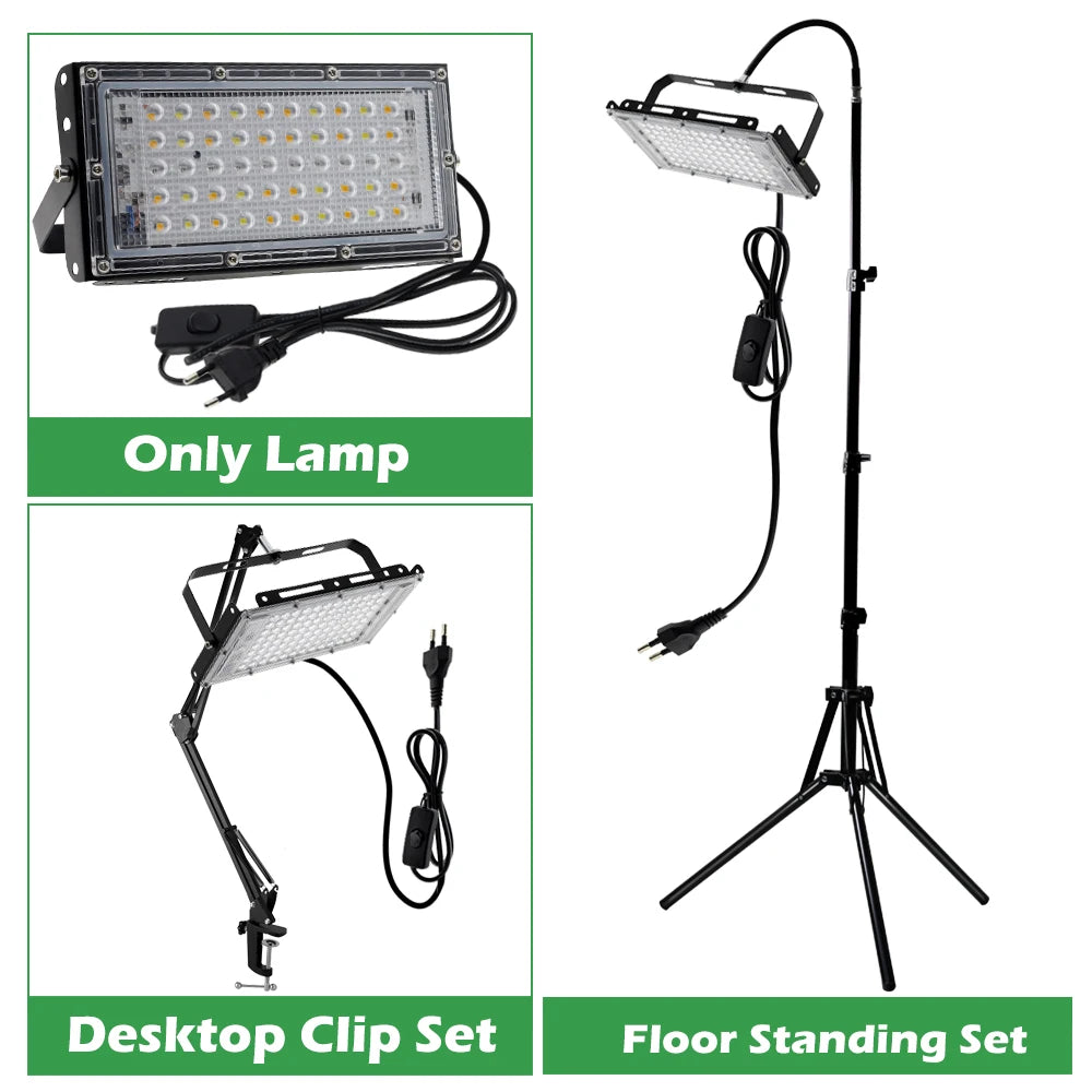 50W 100W 150W LED Grow Light With Stand Full Spectrum Sunlike LED Phyto Lamp For Indoor Greenhouse Plant Growth Lighting