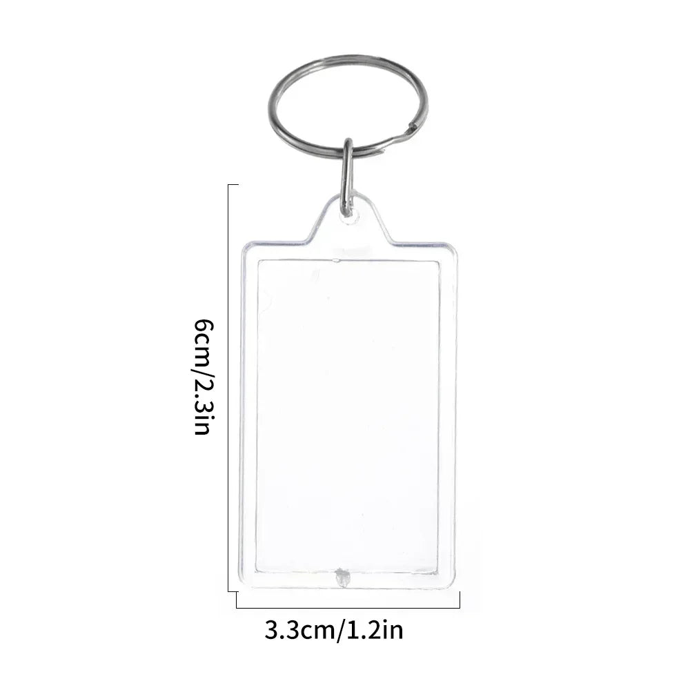5/50pcs Transparent Rectangle Blank Clear Acrylic Insert Photo Picture Frame Keyring Keychain DIY Split Ring Key Chain 2035