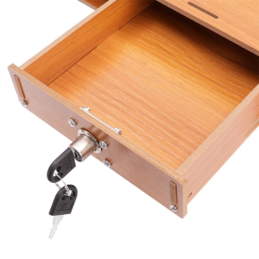 Computer Monitor Stand, Wooden Desk Organizer with Drawers Office Supplies Computer Desktop Tabletop