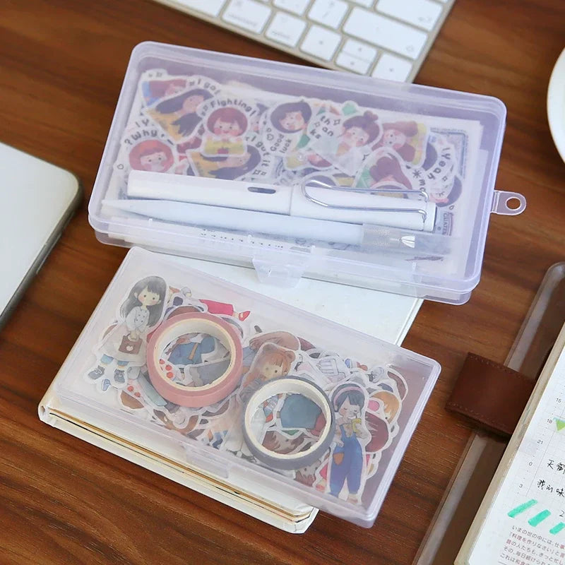 Large-Size Clear Plastic Desk Organizer: Transparent Storage Box with Sorting Function for Student Stationery