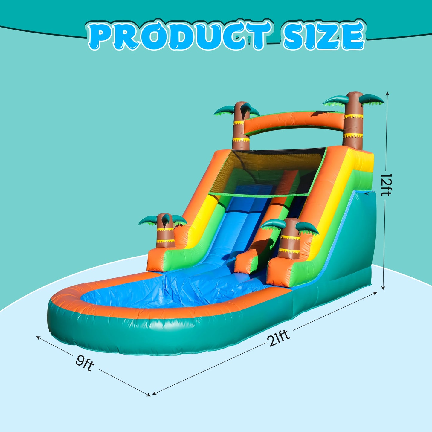 21FT Commercial Inflatable Bounce House Tropical Water Slide Pool 750w Blower Children's playground, children's toys