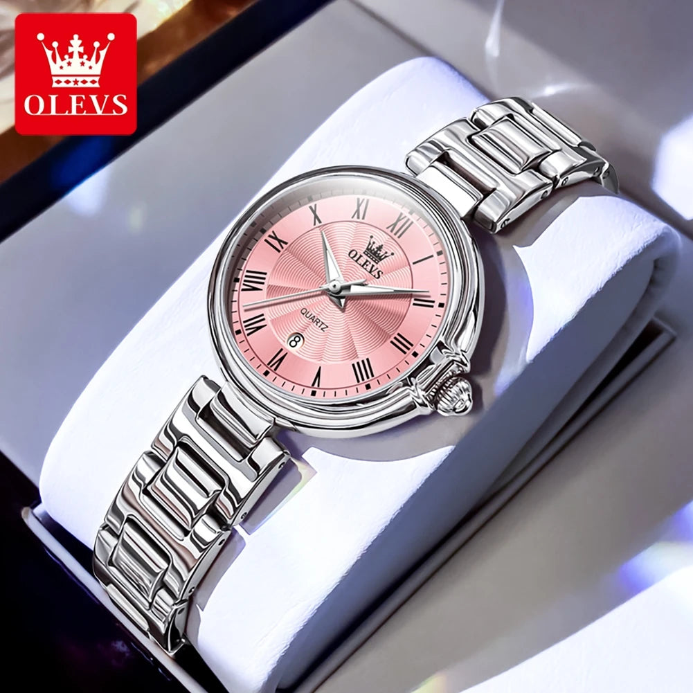 OLEVS 5608 Women Watch Luxury Brand Quartz Watch Roman Scale Waterproof Luminous Calendar Watch Elegant Women Watch Reloj Hombre