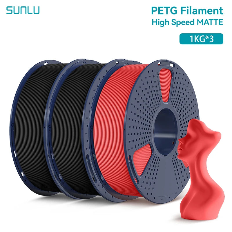 SUNLU 3KG High Speed Matte PETG Filament 1.75mm 1kg Spool (2.2lbs) High Speed Printing Filament Fit Most FDM Printer
