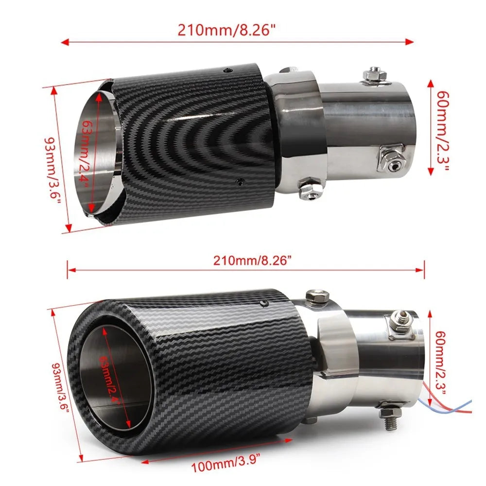 Exhaust Muffler Light Flaming Universal LED Tip Pipe Straight Car Modified Single Outlet Exhaust Pipe Tail Throat Red/Blue