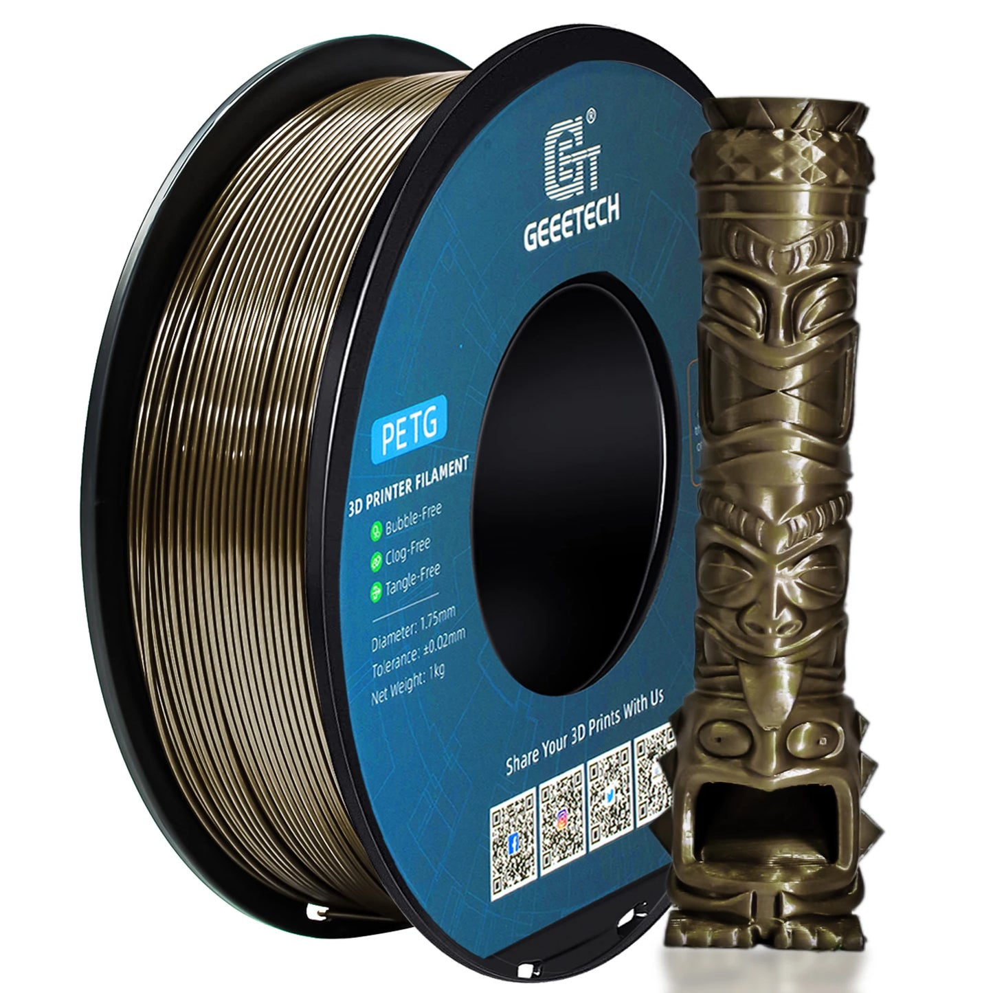 Geeetech Metallic Luster 1Kg PETG 1.75mm Filament 3d print wire Vacuum Packaging Colorful Plastic for most FDM 3D printer