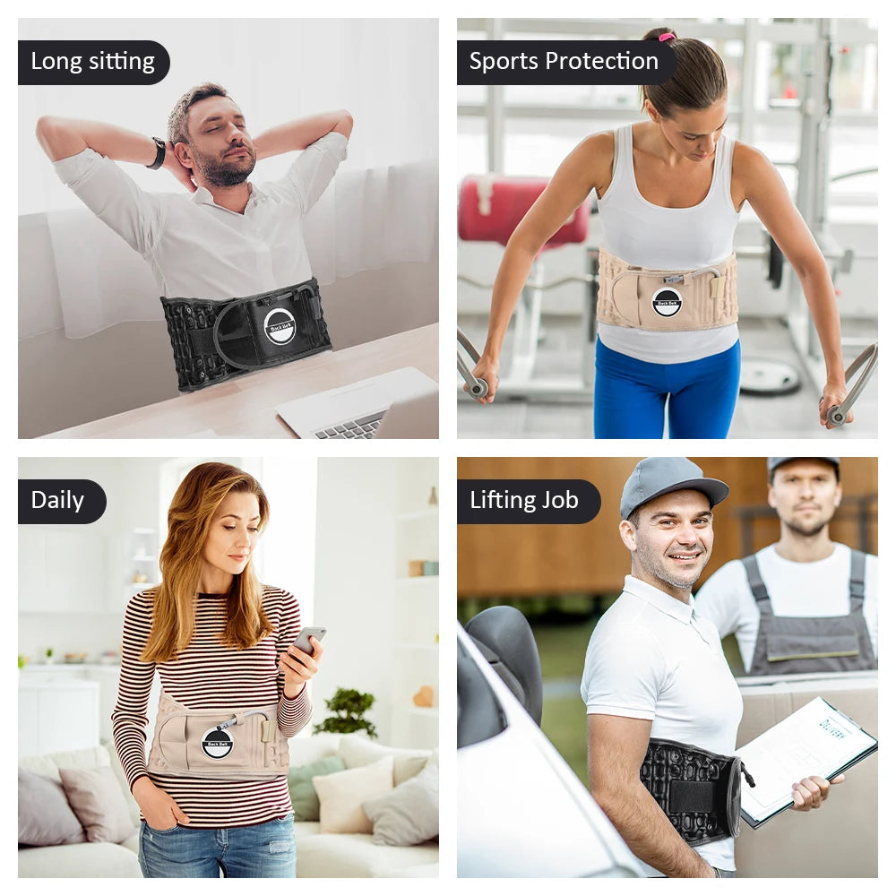 Inflatable Lumbar Waist Belt Air Decompression Back Support Health Care Spine Traction Back Massage Brace Hand Pumb Waist Strap