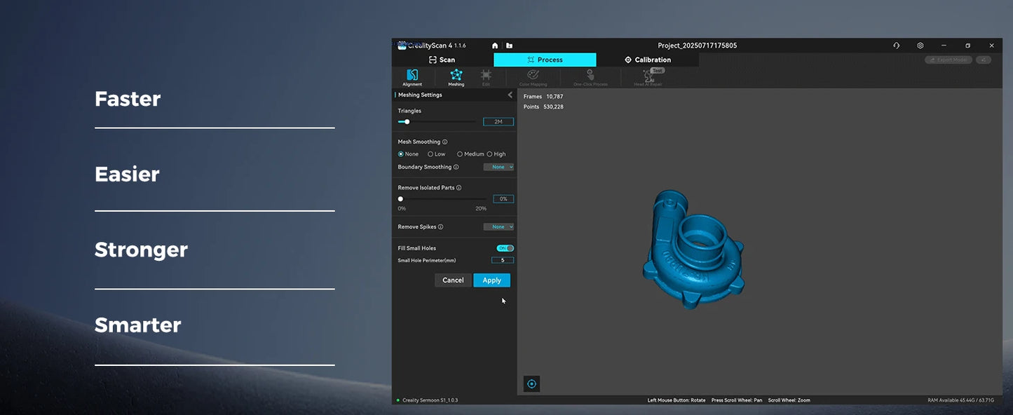 Creality Sermoon S1 High-Precision 0.02mm 3D Scanner 34+7+1 Blue Laser Line/NIR Accuracy 90FPS Deep Hole scanning