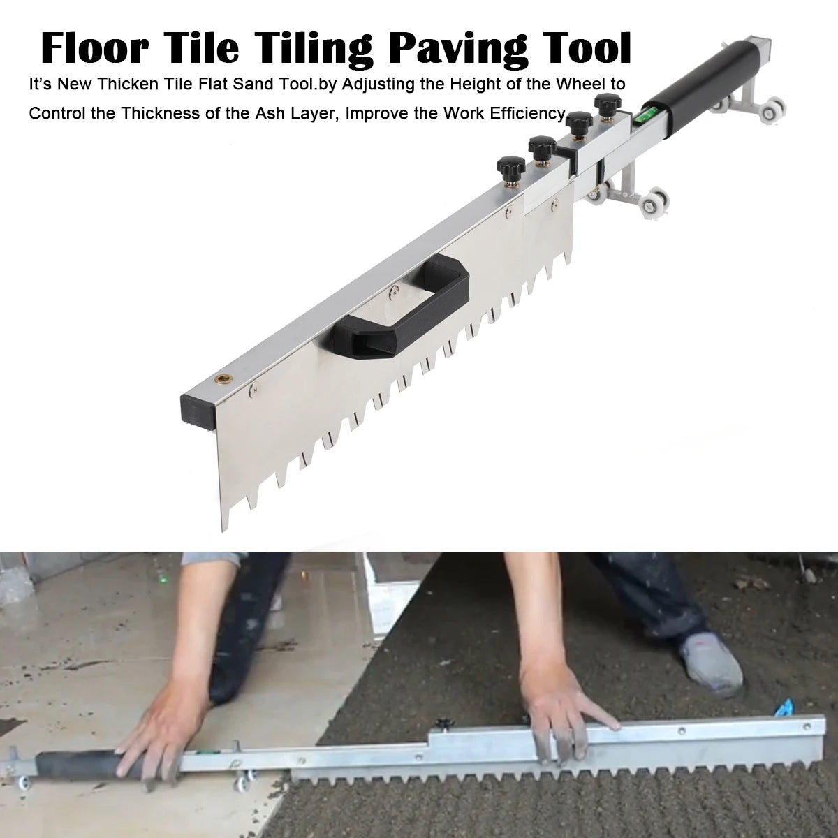 800mm Thicken Tile flat sand tools Adjustable Floor tiles flat ash Leveling Paving Tile Sand rake bricklayer Hand Tools