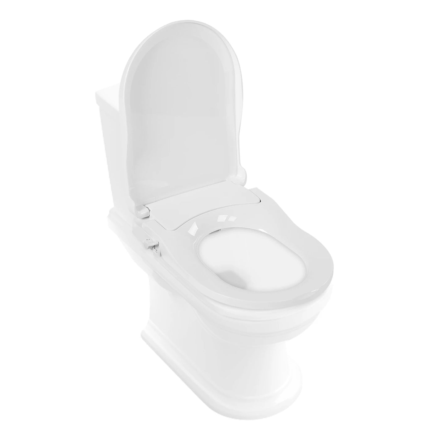 White D-Type PP Non-Electric Bidet Toilet Seat for Elongated Toilets Dual Nozzle System 48x35x7.8cm Bidet Seat