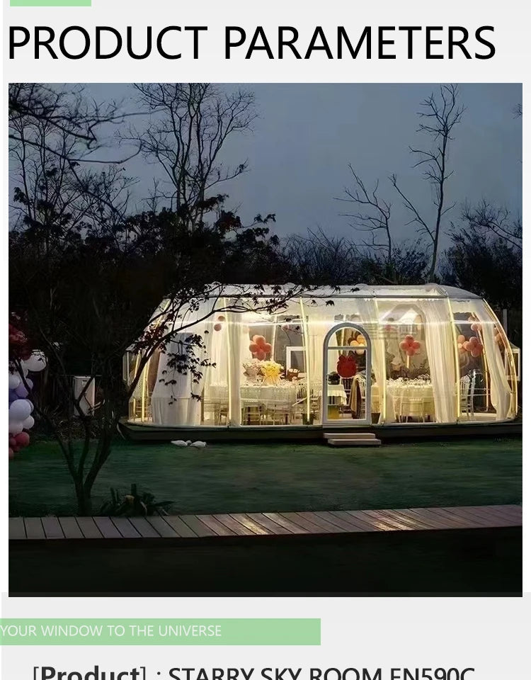 5.9m Outdoor Dome Tent Camping Transparent Starry Sky Capsule Tent PC Dome Tent All-Weather Protection Immersive Experience