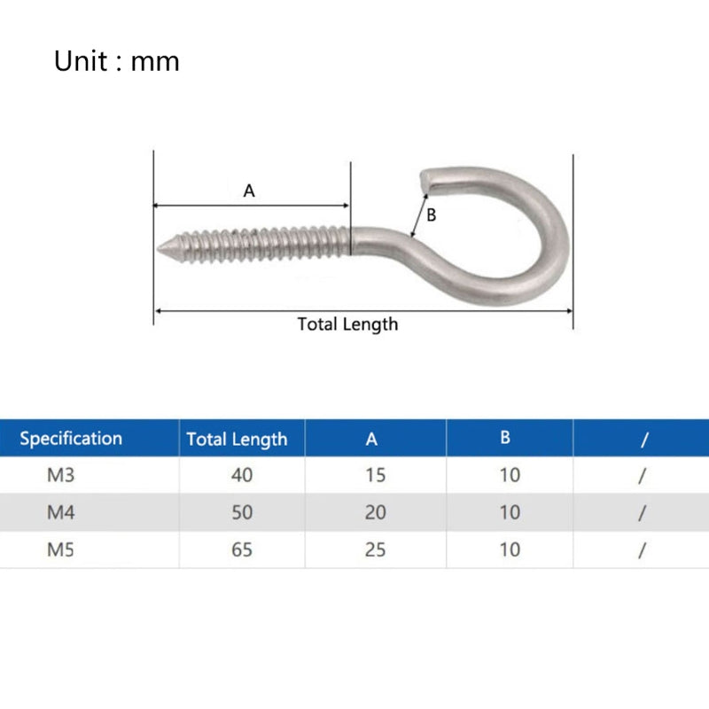 20 Pcs Stainless Steel Eye Screws Hooks Self-Tapping Ceiling Hooks