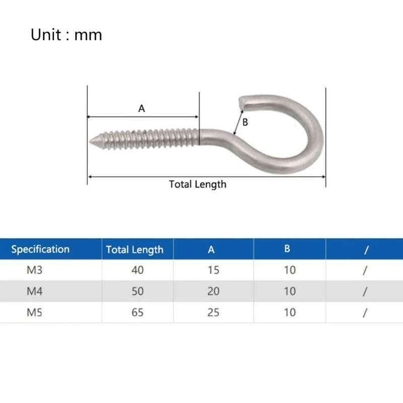 20 Pcs Stainless Steel Eye Screws Hooks Self-Tapping Ceiling Hooks
