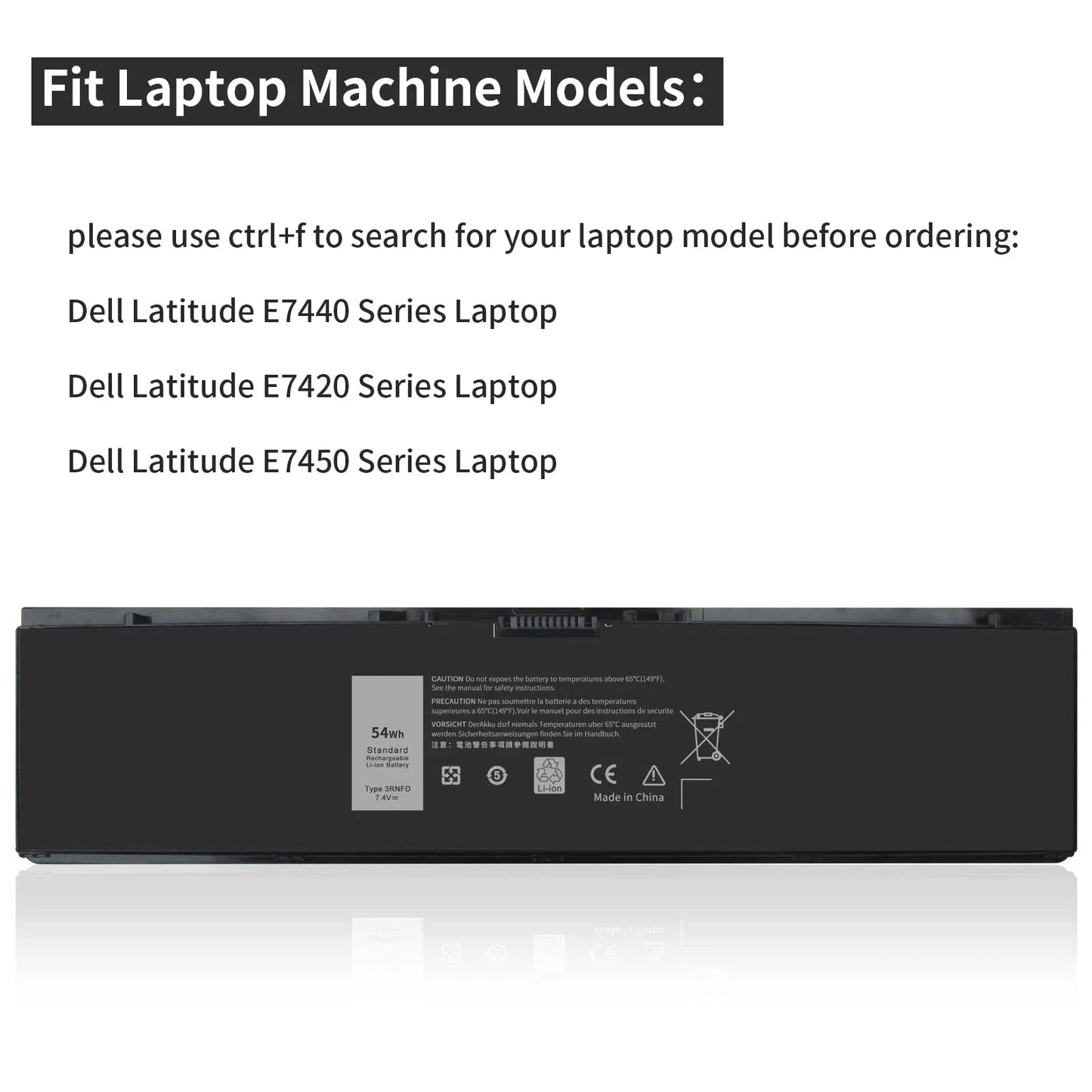 E7440 3RNFD Laptop Battery Replacement for Dell Latitude 14 E7450 E7420 Series Laptop V8XN3 34GKR 451-BBOG BBFV High Capacity