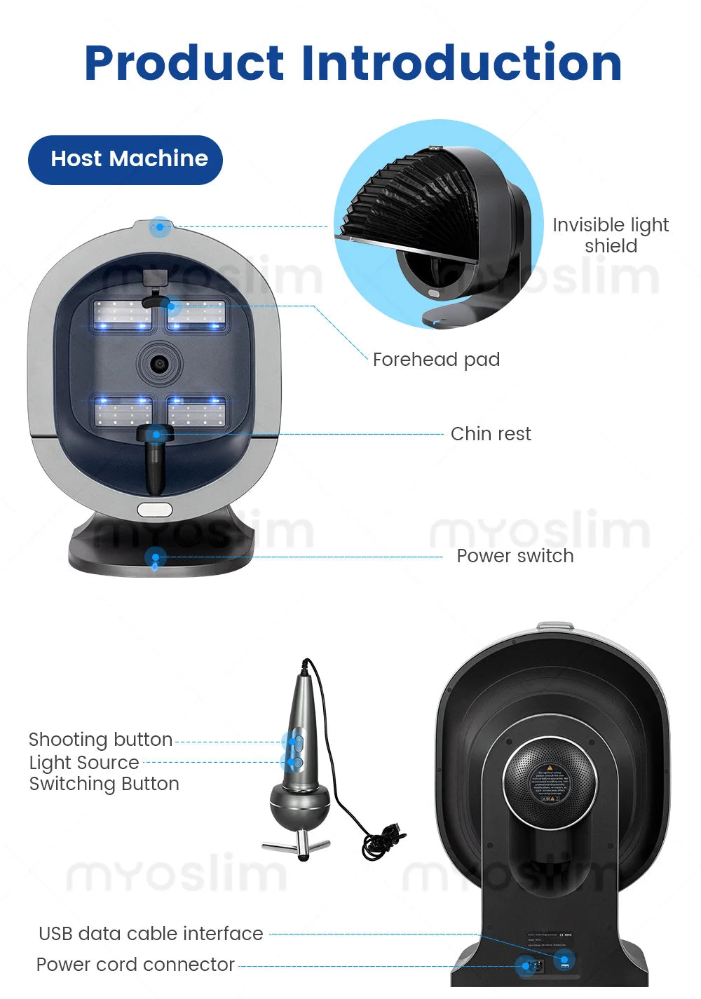 X5 3D Ai Skin Image Analyzer 21.5 inch High Definition Pixels Whole Facial Scanning Multi Spectrum Moisture Scalp Detection CE