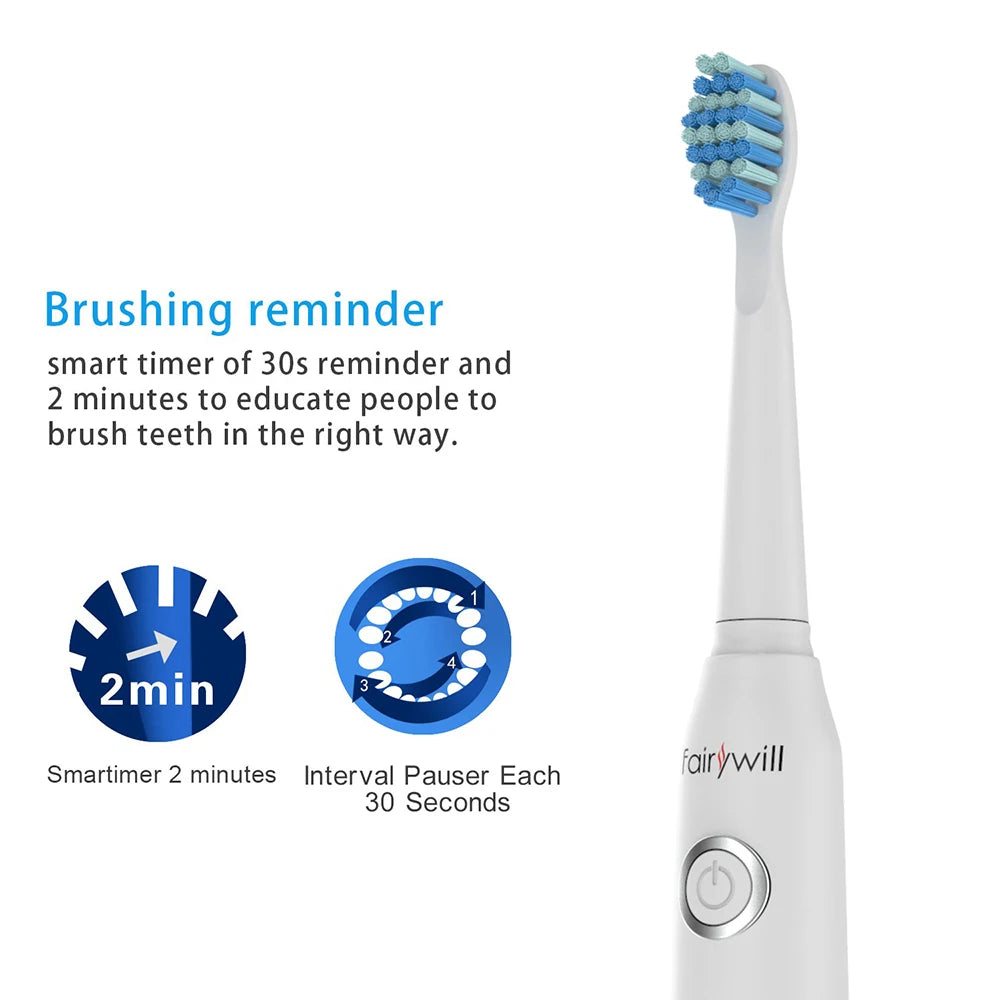 Fairywill Electric Sonic Toothbrush FW-D7 USB Charge Rechargeable Adult Waterproof Electronic Tooth Brushes Replacement Heads