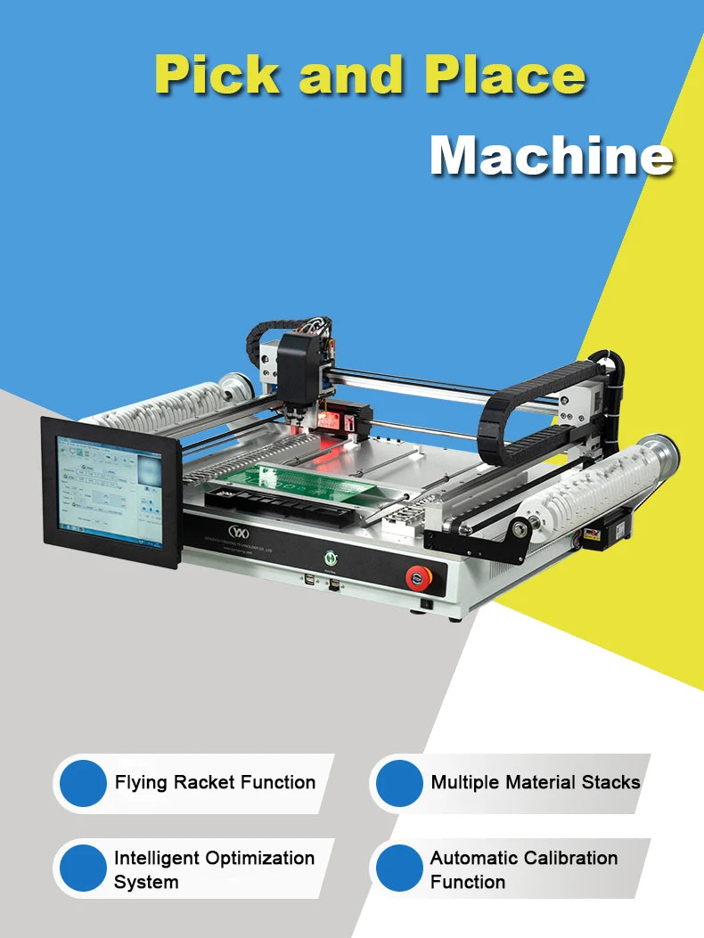Stock in EU Full Automatic Desktop SMD Pick and Place Machine Flying Vision Precision Camera For SMT Led Production Line