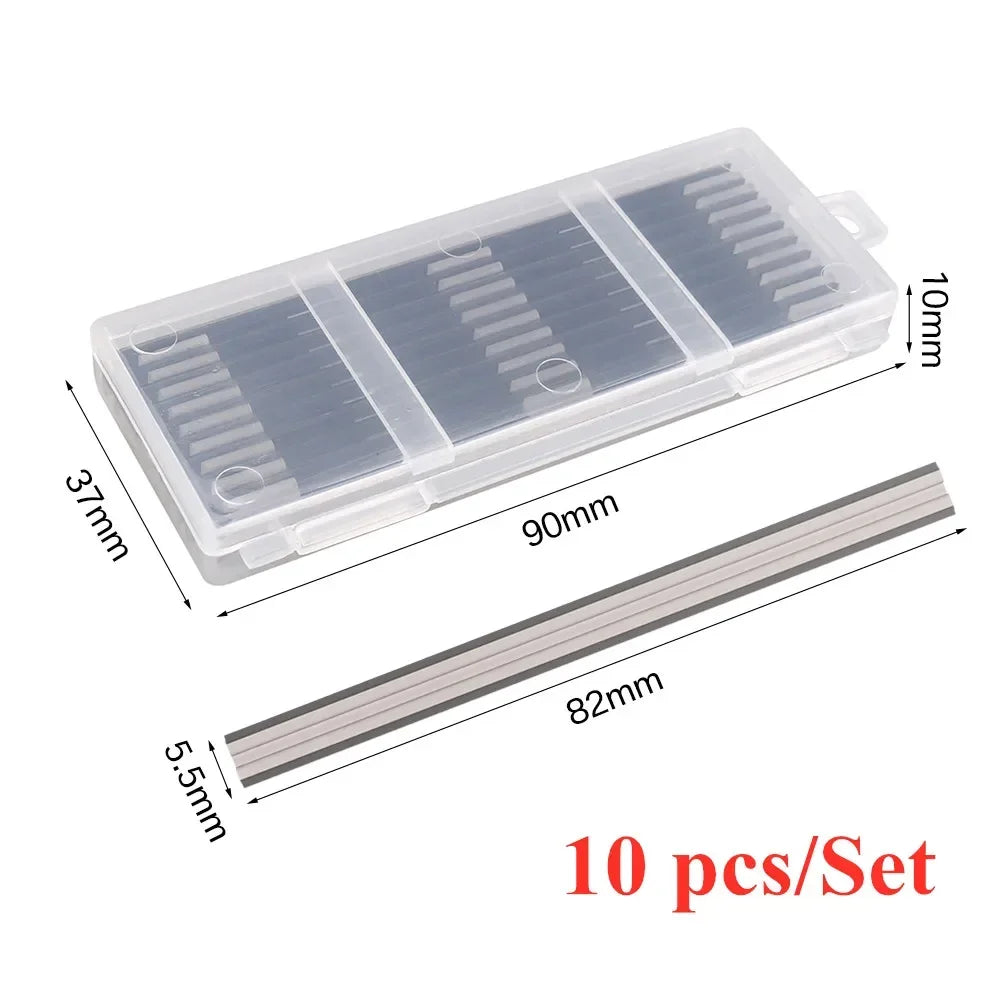 10Pcs 82mm Carbide Planer Blade 82x5.5x1.2mm Reversible Wood Planer Knife for Woodworking Machinery Parts
