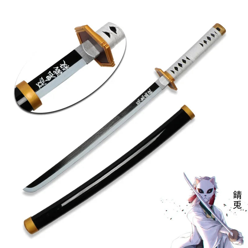 Anime Bamboo Katana 80cm /31.5in  Wooden Sword Cosplay  Props Giyuu Blue Tanjirou Kyoujurou Party Gift