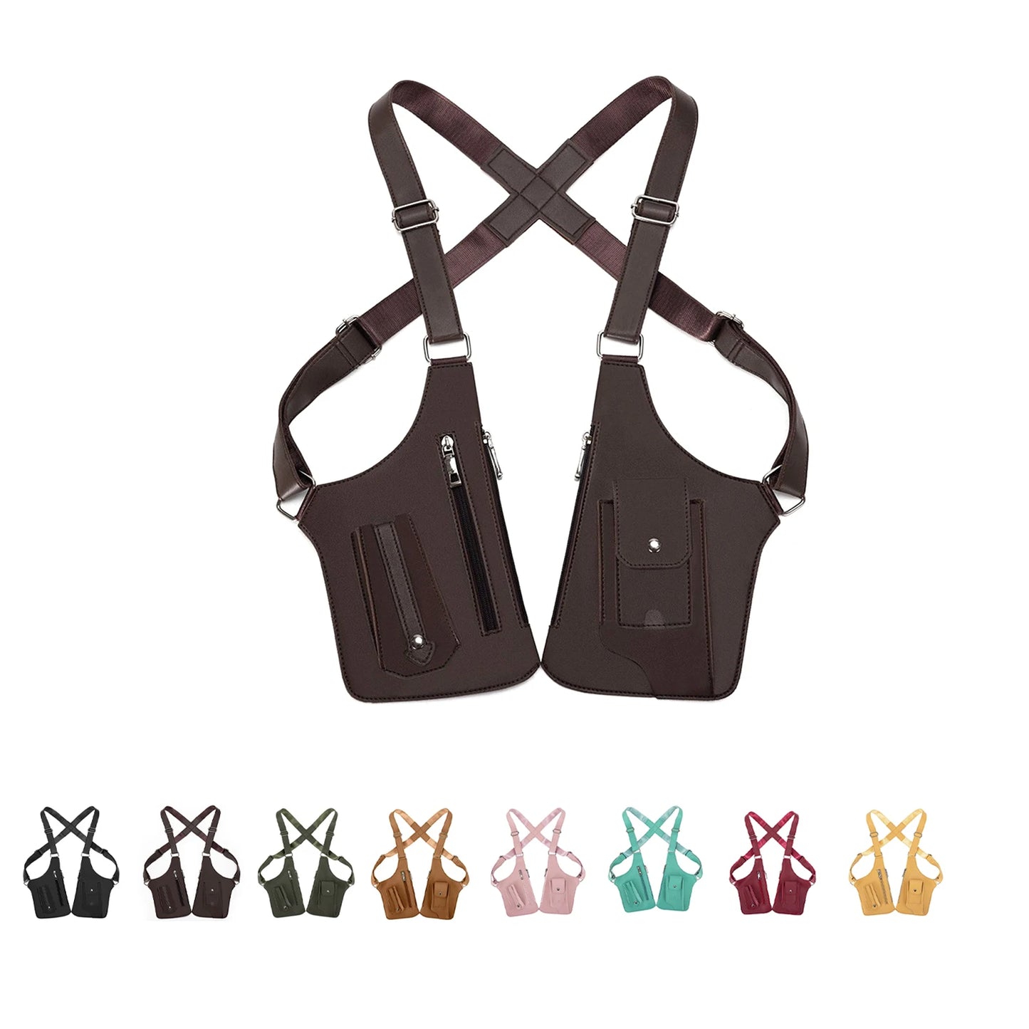 Double Shoulder Armpit Bag, Underarm Shoulder Bag, For Men Holster Bag Pu Leather Underarm Strap Wallet, Waterproof