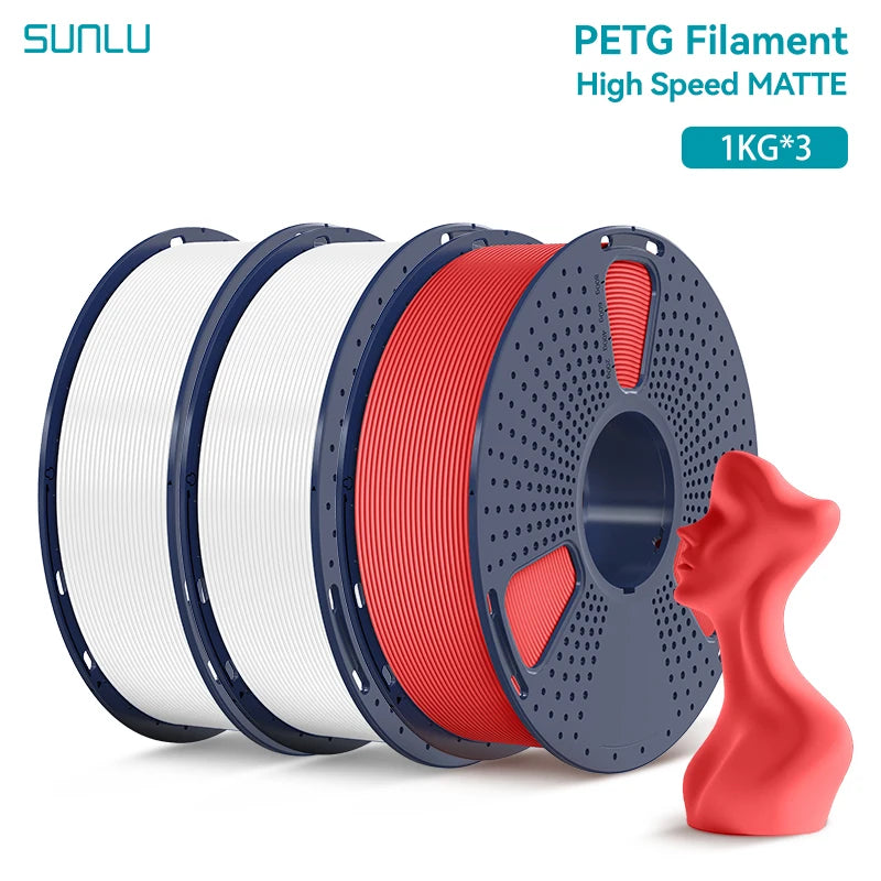 SUNLU 3KG High Speed Matte PETG Filament 1.75mm 1kg Spool (2.2lbs) High Speed Printing Filament Fit Most FDM Printer